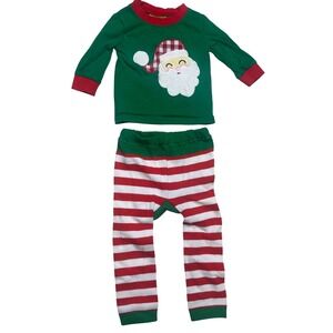 Christmas toddler‎ baby infant Santa pajamas green red cute festive 6 months